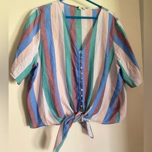 Madewell striped tie front blouse 2X